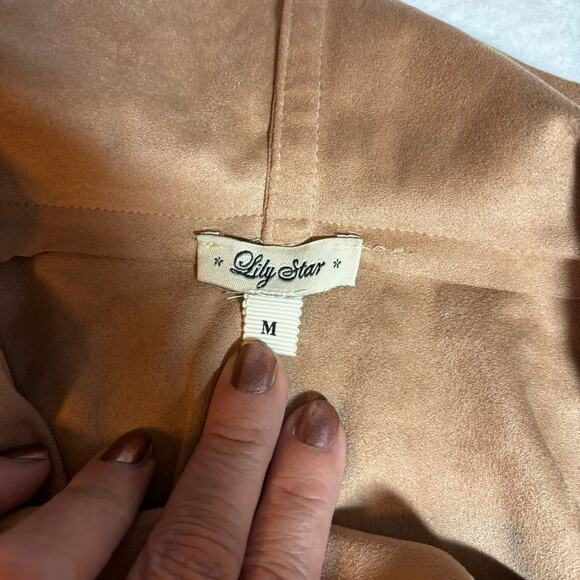 NWT Lily Star Faux Suede Zip Wrap Front Beige Size Medium SOFT - Picture 7 of 9